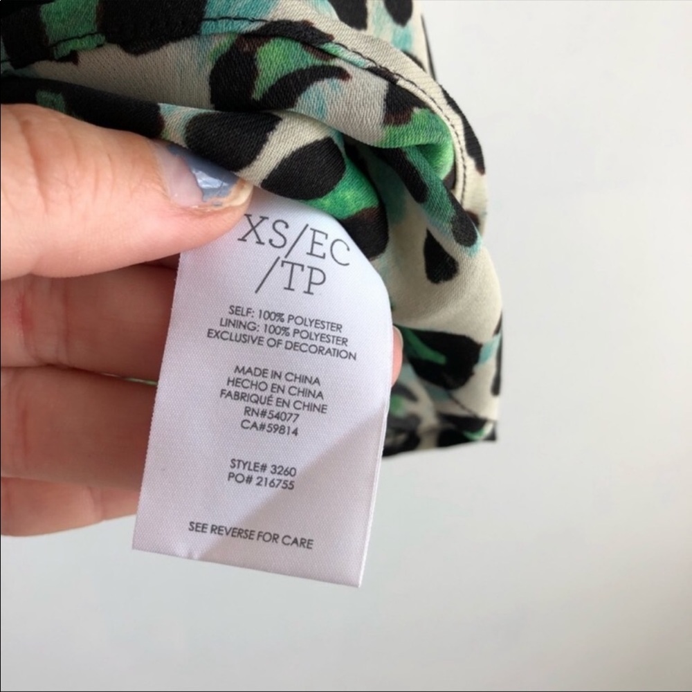Cabi Jungle Green Cheetah Top Size Xs - image 5